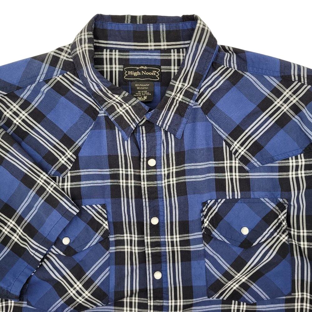 HIGH NOON Blue Short Sleeve Pearl Snap Shirt - Size XLG RG - Picture 3 of 8